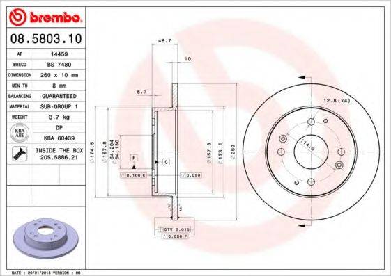 гальмівний диск BREMBO 08.5803.10