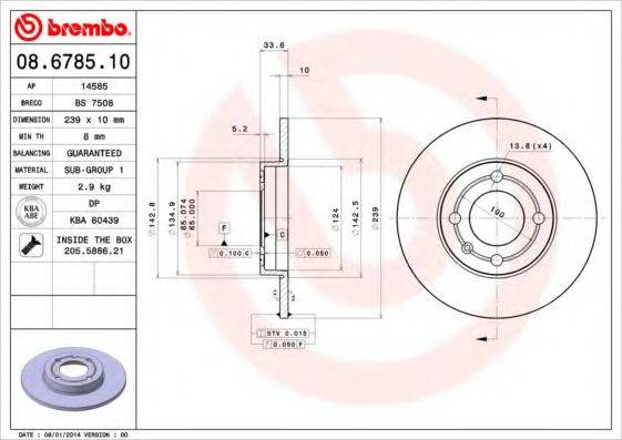 гальмівний диск BREMBO 08.6785.10