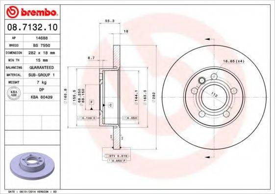 гальмівний диск BREMBO 08.7132.10