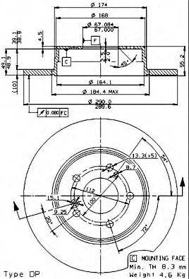 гальмівний диск BREMBO 08.7211.21