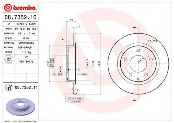 гальмівний диск BREMBO 08.7352.11