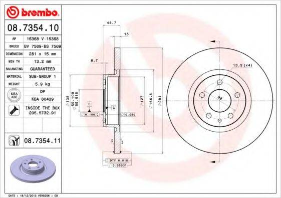 гальмівний диск BREMBO 08.7354.11