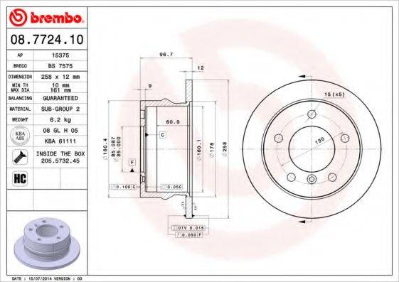 гальмівний диск BREMBO 08.7724.10