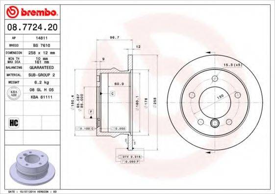 гальмівний диск BREMBO 08.7724.20