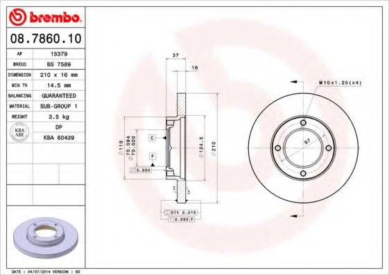 гальмівний диск BREMBO 08.7860.10