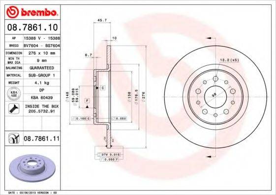 гальмівний диск BREMBO 08.7861.11