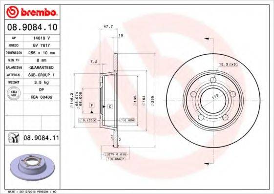 гальмівний диск BREMBO 08.9084.11