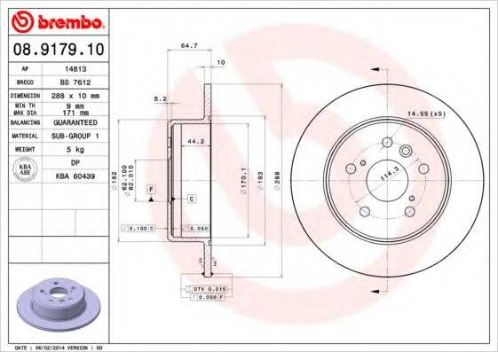 гальмівний диск BREMBO 08.9179.10