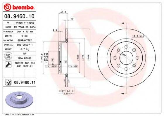 гальмівний диск BREMBO 08.9460.11