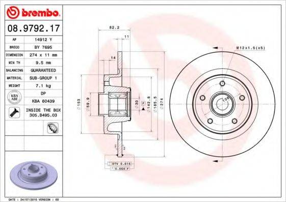 гальмівний диск BREMBO 08.9792.17