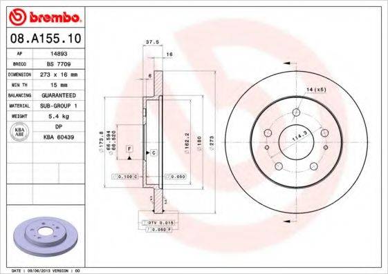 гальмівний диск BREMBO 08.A155.10