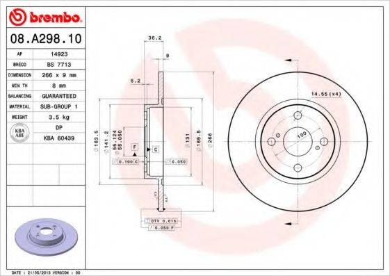 гальмівний диск BREMBO 08.A298.10