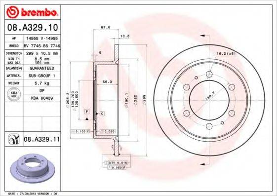 гальмівний диск BREMBO 08.A329.11