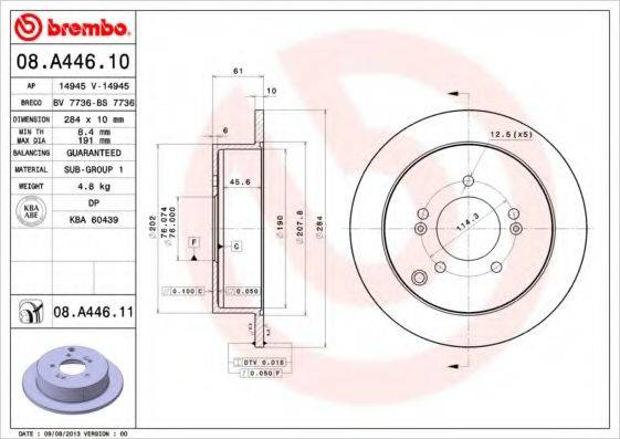 гальмівний диск BREMBO 08.A446.10