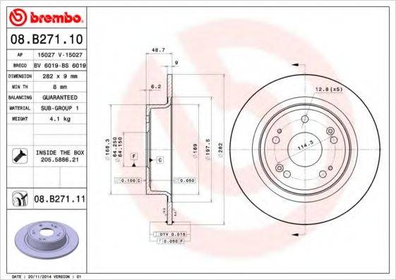 гальмівний диск BREMBO 08.B271.10