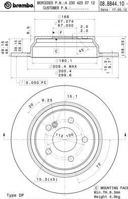 гальмівний диск BREMBO 08.B844.11