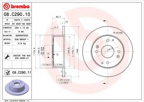 гальмівний диск BREMBO 08.C290.11