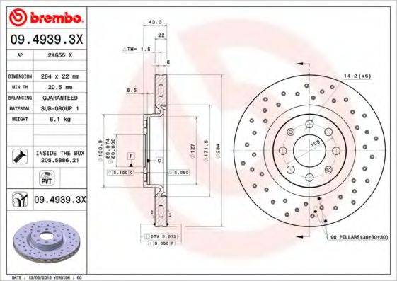 гальмівний диск BREMBO 09.4939.3X