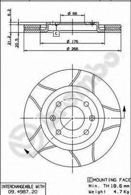 гальмівний диск BREMBO 09.4987.76