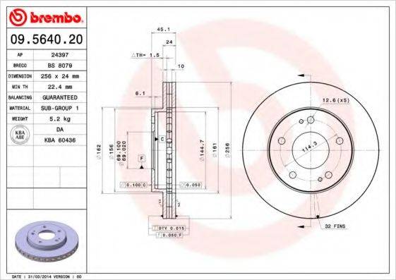 гальмівний диск BREMBO 09.5640.20