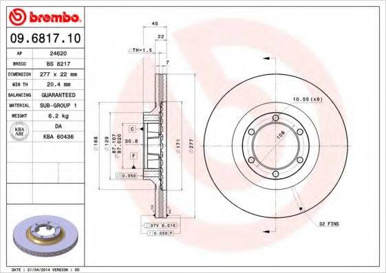 гальмівний диск BREMBO 09.6817.10