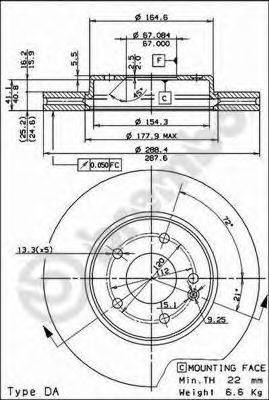 гальмівний диск BREMBO 09.6845.11