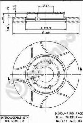 гальмівний диск BREMBO 09.6845.75