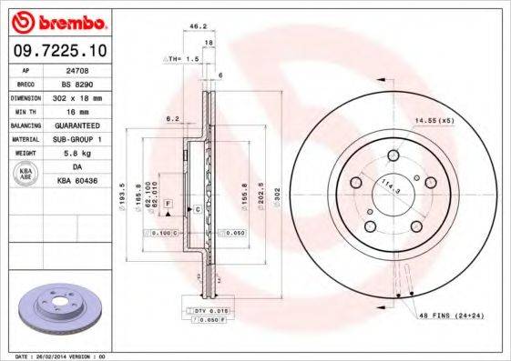 гальмівний диск BREMBO 09.7225.10