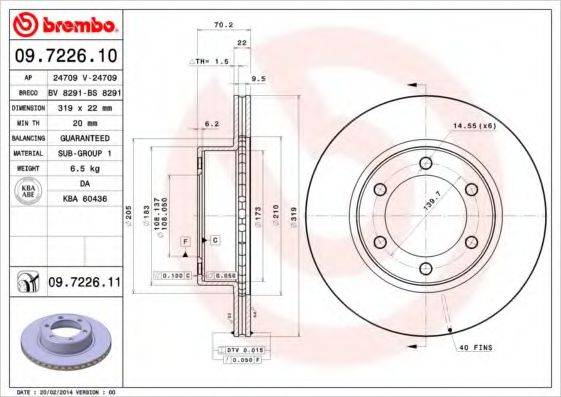 гальмівний диск BREMBO 09.7226.11