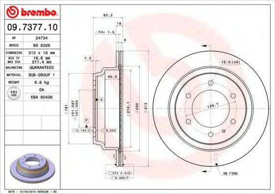 гальмівний диск BREMBO 09.7377.10