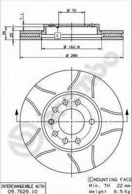 гальмівний диск BREMBO 09.7629.75