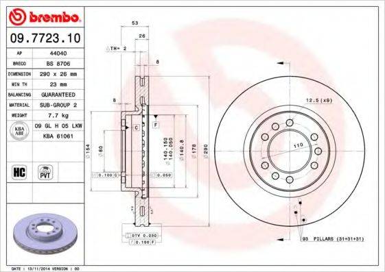 гальмівний диск BREMBO 09.7723.10