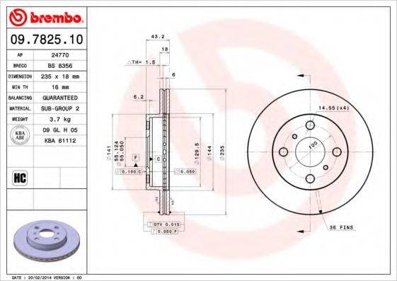 гальмівний диск BREMBO 09.7825.10