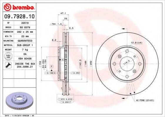 гальмівний диск BREMBO 09.7928.10