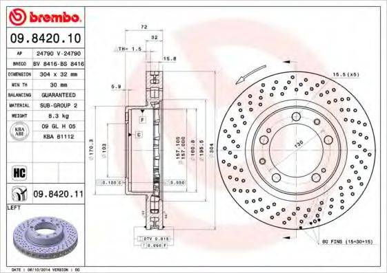 гальмівний диск BREMBO 09.8420.11