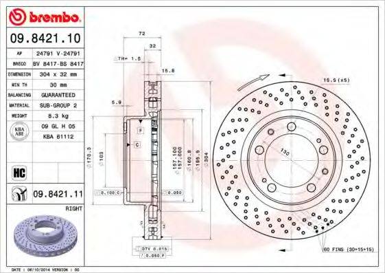 гальмівний диск BREMBO 09.8421.11