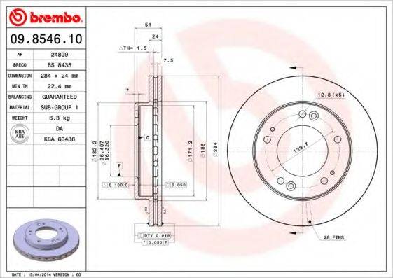 гальмівний диск BREMBO 09.8546.10