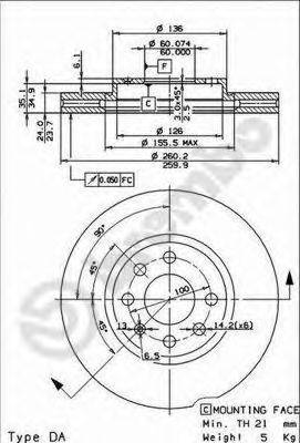 гальмівний диск BREMBO 09.8601.75