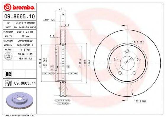 гальмівний диск BREMBO 09.8665.11