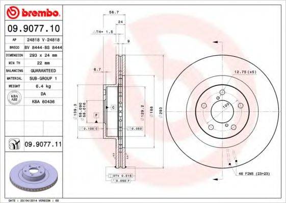 гальмівний диск BREMBO 09.9077.11