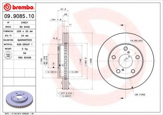 гальмівний диск BREMBO 09.9085.10