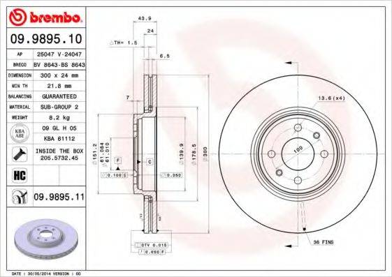 гальмівний диск BREMBO 09.9895.11