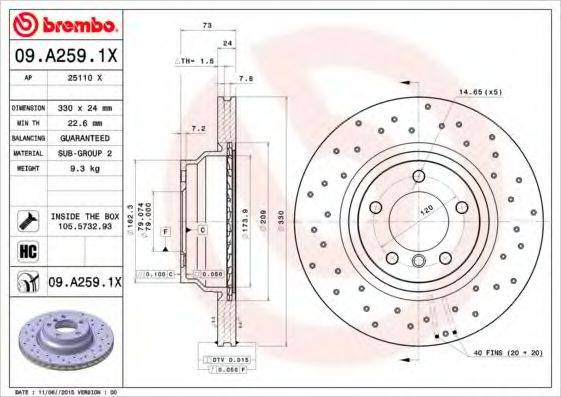 гальмівний диск BREMBO 09.A259.1X