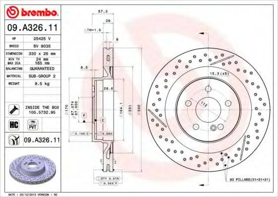 гальмівний диск BREMBO 09.A326.11