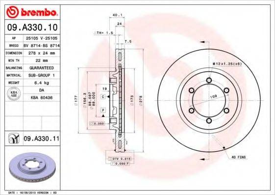 гальмівний диск BREMBO 09.A330.11