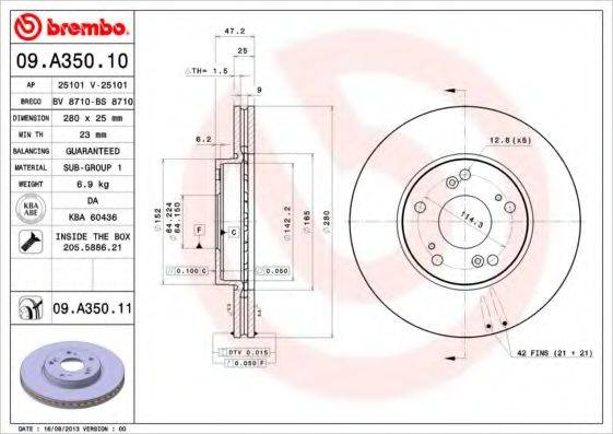 гальмівний диск BREMBO 09.A350.11