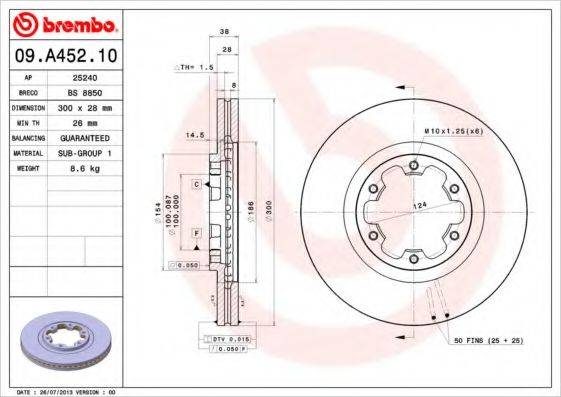 гальмівний диск BREMBO 09.A452.10