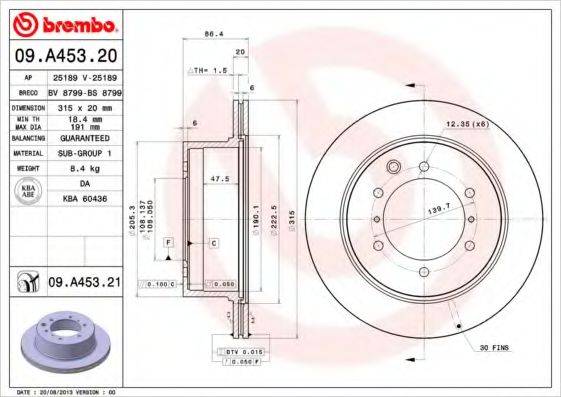 гальмівний диск BREMBO 09.A453.21