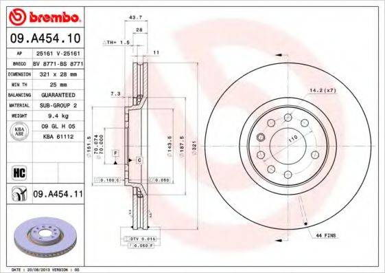 гальмівний диск BREMBO 09.A454.11