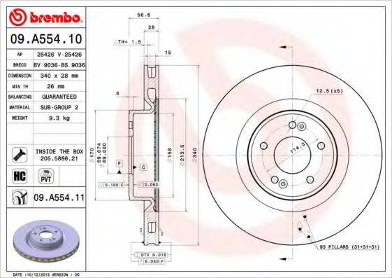 гальмівний диск BREMBO 09.A554.11